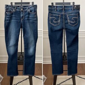 Silver Suki Fluid Mid Straight Jeans Dark Blue Wash 30 x 30